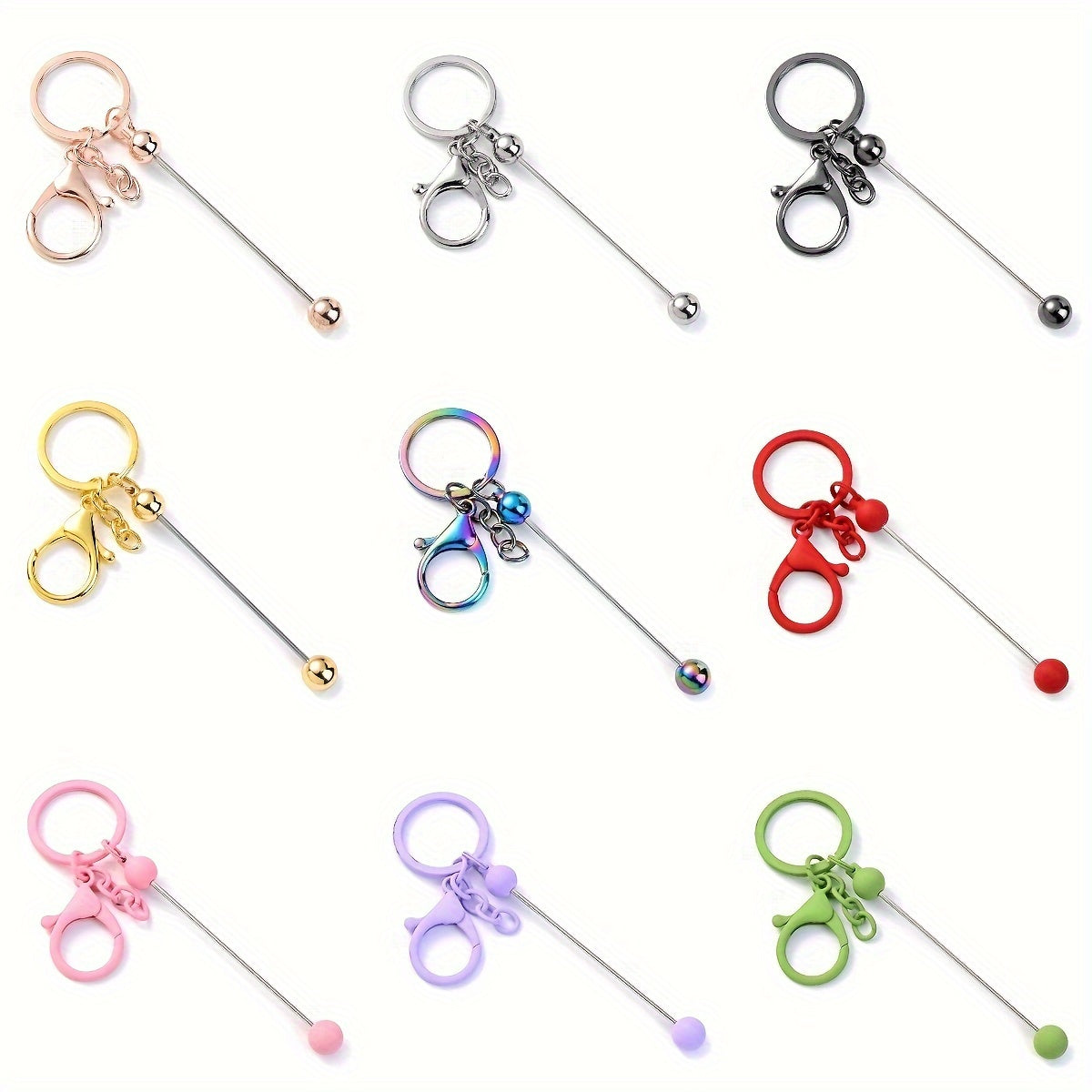 1PC Alloy Key Rings Loose Spacer Beads Key Chains Jewelry Accessories