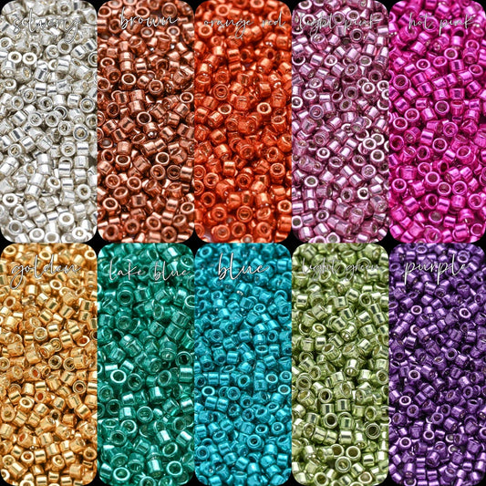 1000pcs 2mm Metallic Color Glass Beads