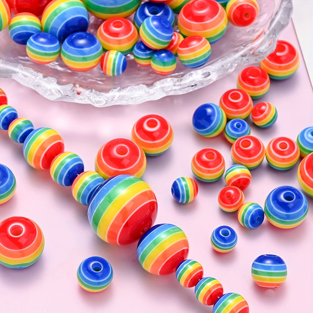 Rainbow Resin Barrel Spacer Beads