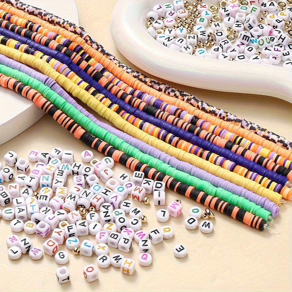 Halloween Clay Beads with Acrylic Letter Beads