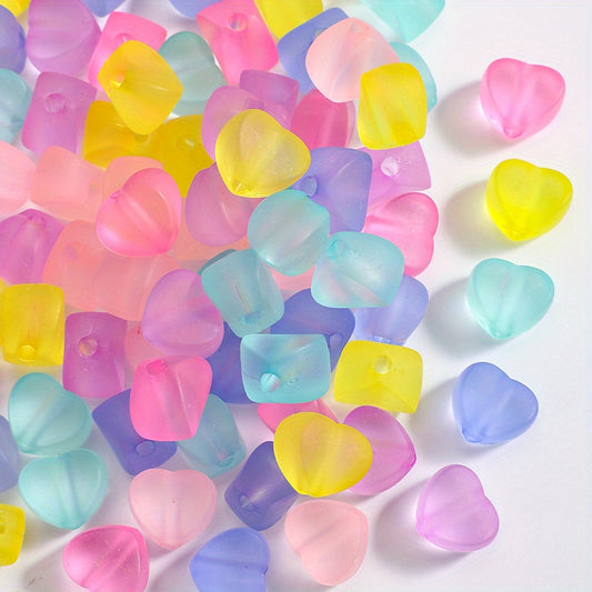 50pcs 13x11mm Frosted 3D Heart Acrylic Beads