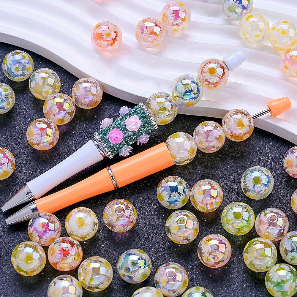 16mm Daisy Flower Acrylic Round Beads