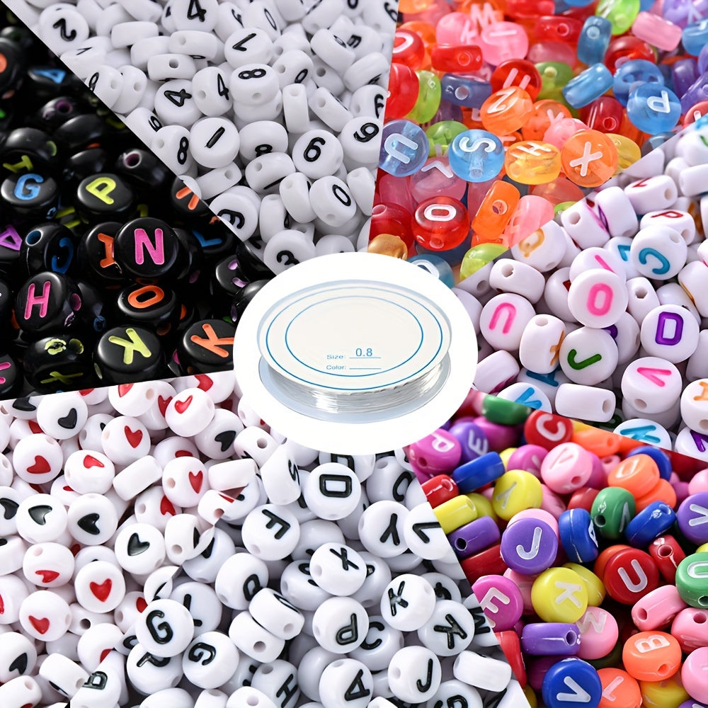 Acrylic Letter Beads Set with Elastic Rope