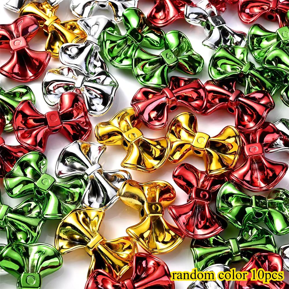 23 × 31mm 3D Christmas Bow Acrylic Spacer Beads, 10pcs