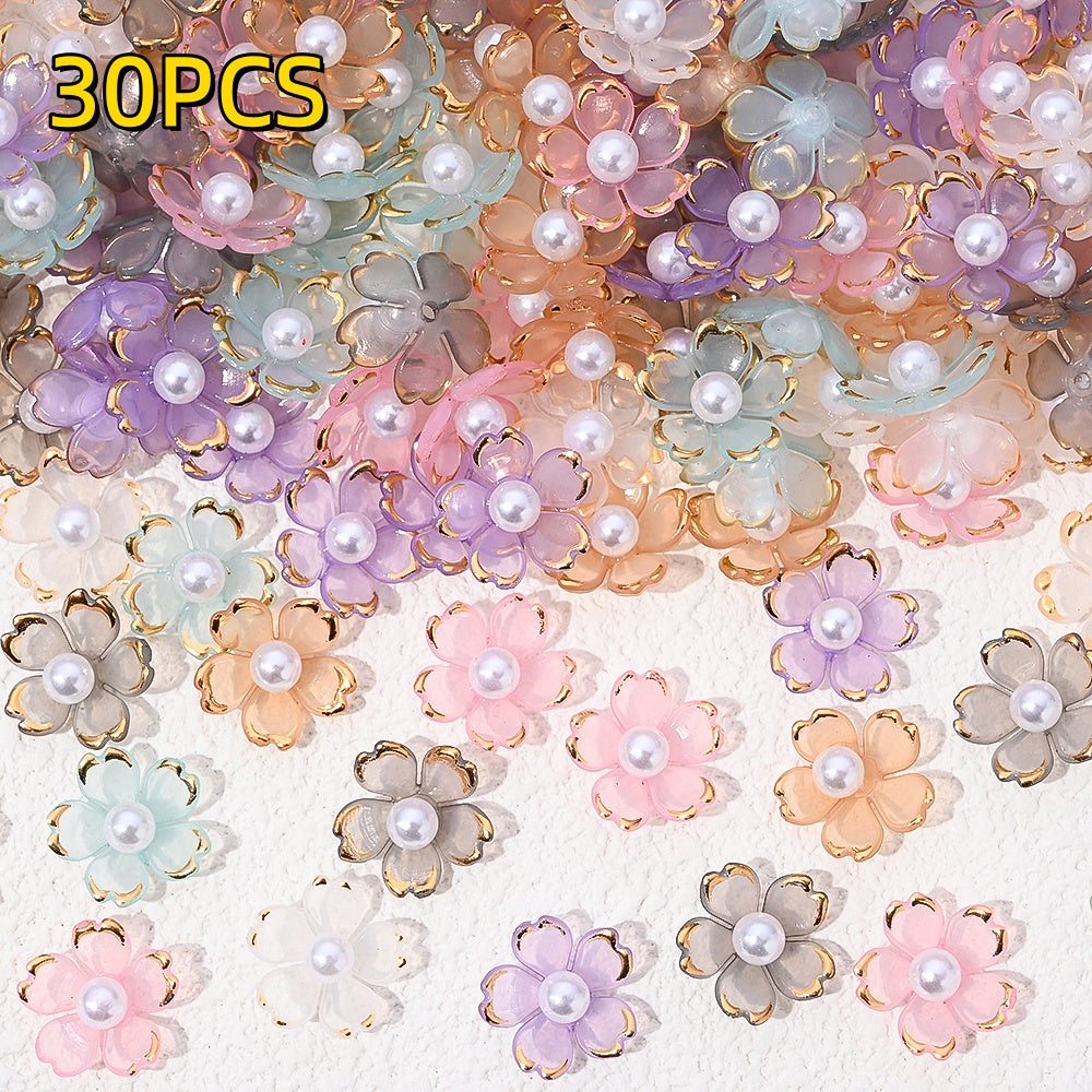 30pcs 15mm Cherry Blossom Acrylic Patch Beads
