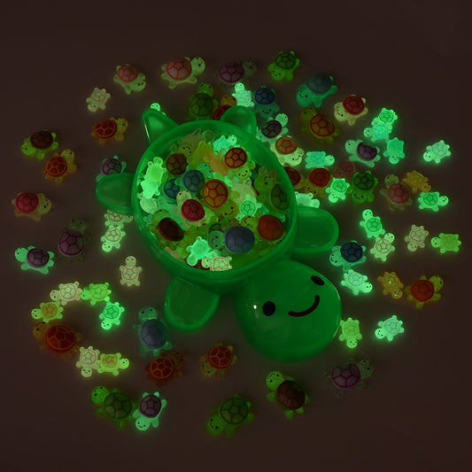 16pcs 12-17mm Luminous Glitter Turtle Acrylic Beads Set
