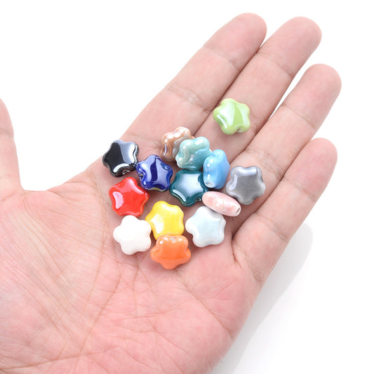 10pcs 15mm Colorful Star Ceramic Beads