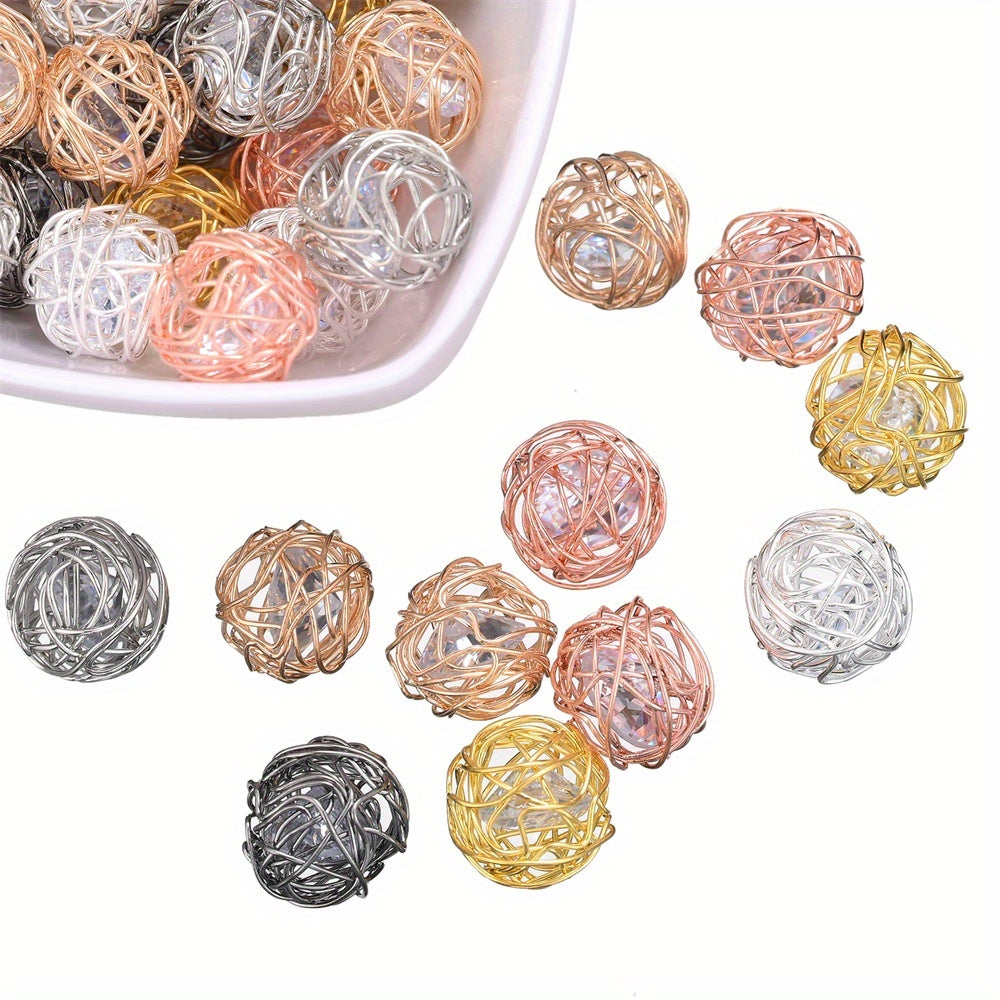 5pcs Copper Rhinestone Spacer Beads
