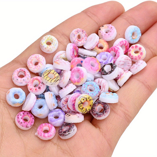 50pcs 9mm Mini Donut Resin Flatback Beads