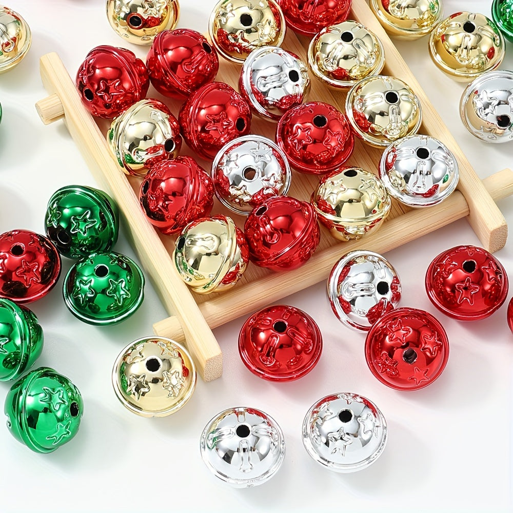 15 × 18mm Mixed Green / Red Acrylic Christmas Bell Spacer Beads, 10pcs