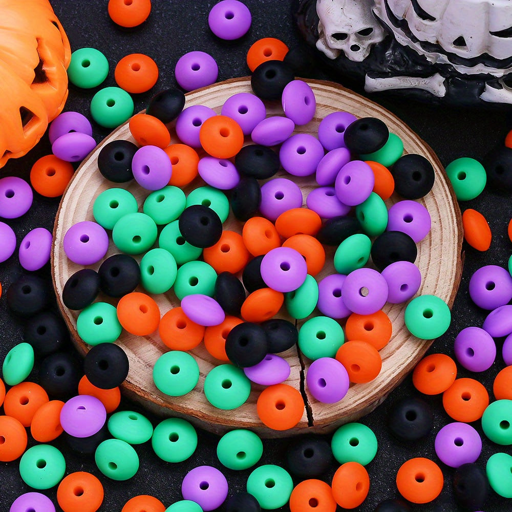 Halloween Oval Silicone Abacus Beads
