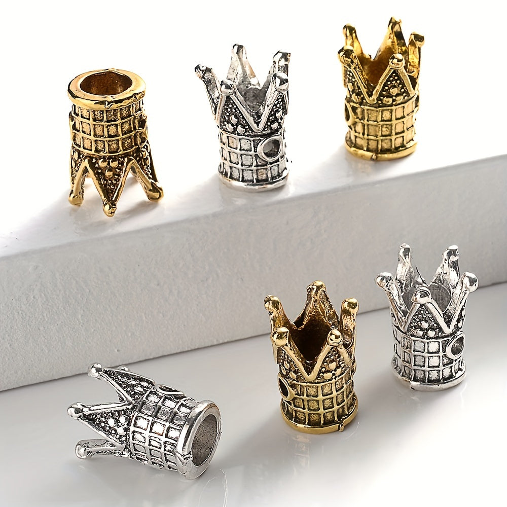 10PCS Hollow Crown Beads Charms Antique Metal Beads for Jewelry Making Bracelet Necklace Pendant Accessories
