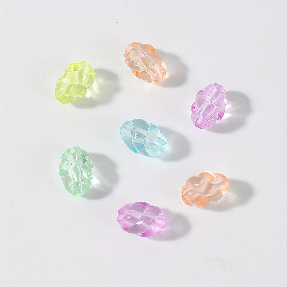 Transparent Mixed Color Twisted Oval Acrylic Beads