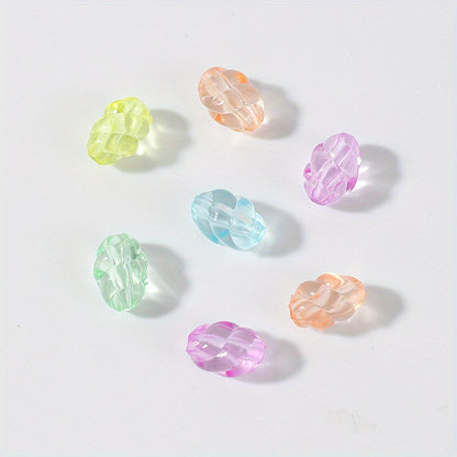 Transparent Mixed Color Twisted Oval Acrylic Beads