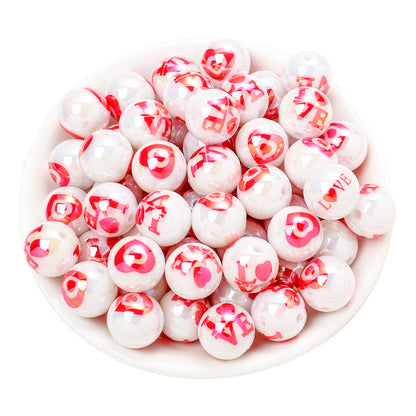 Valentine’s Day Heart-Printed Acrylic Beads