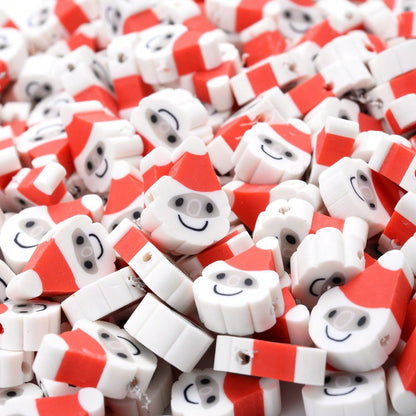 10mm Christmas Pattern Polymer Clay Spacer Beads, 50pcs