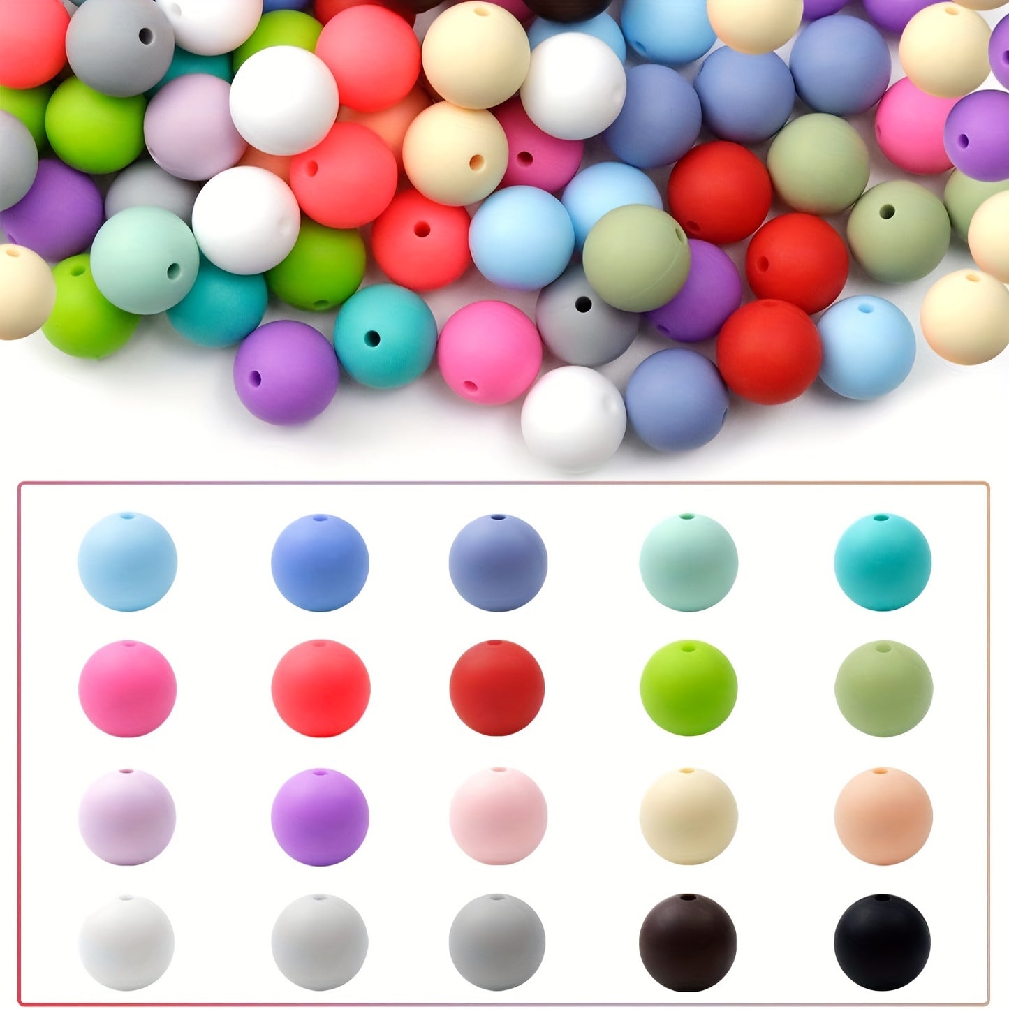 Colorful Silicone Round Focal Beads