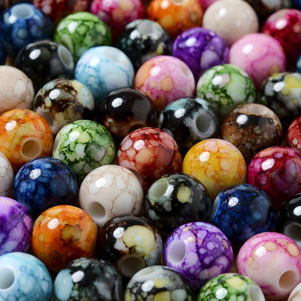 20/30/50pcs 8/10/12mm Colorful Cracked Acrylic Round Beads