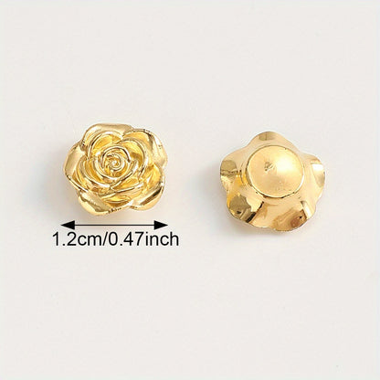 30pcs 12mm Golden Resin Floral Flatback Beads