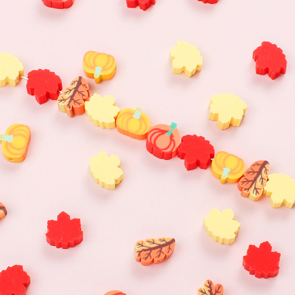 8–10mm Thanksgiving Fall Polymer Clay Spacer Beads, 50pcs