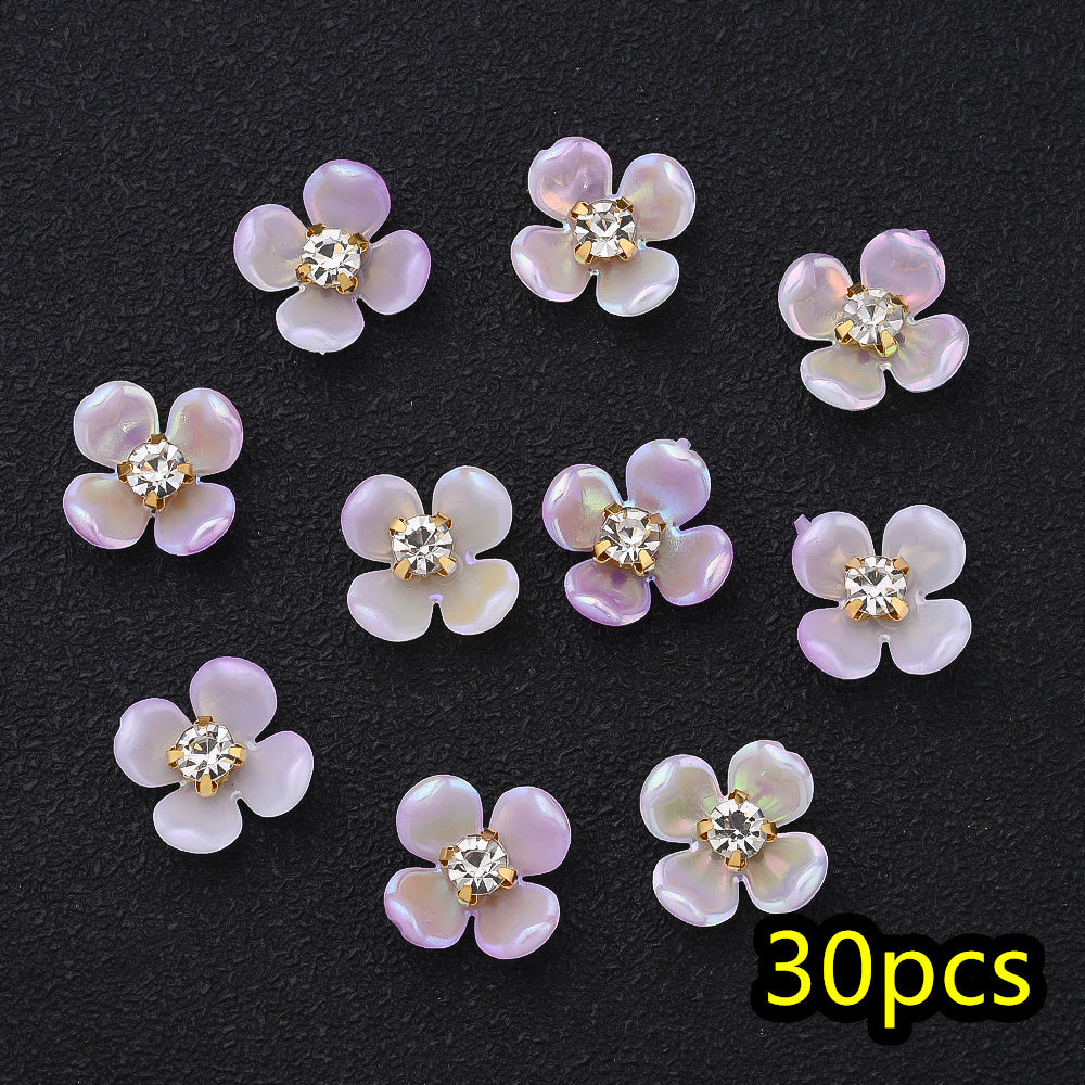 30pcs/set Four Petal Flower Acrylic Cabochon Beads
