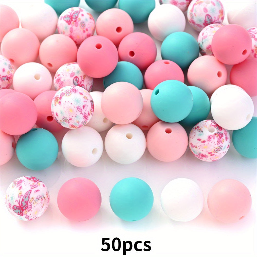 15mm Leopard Butterfly Sunflower Silicone Print Focal Beads