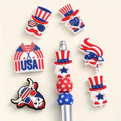 47pcs American Flag Silicone Focal Beads Set