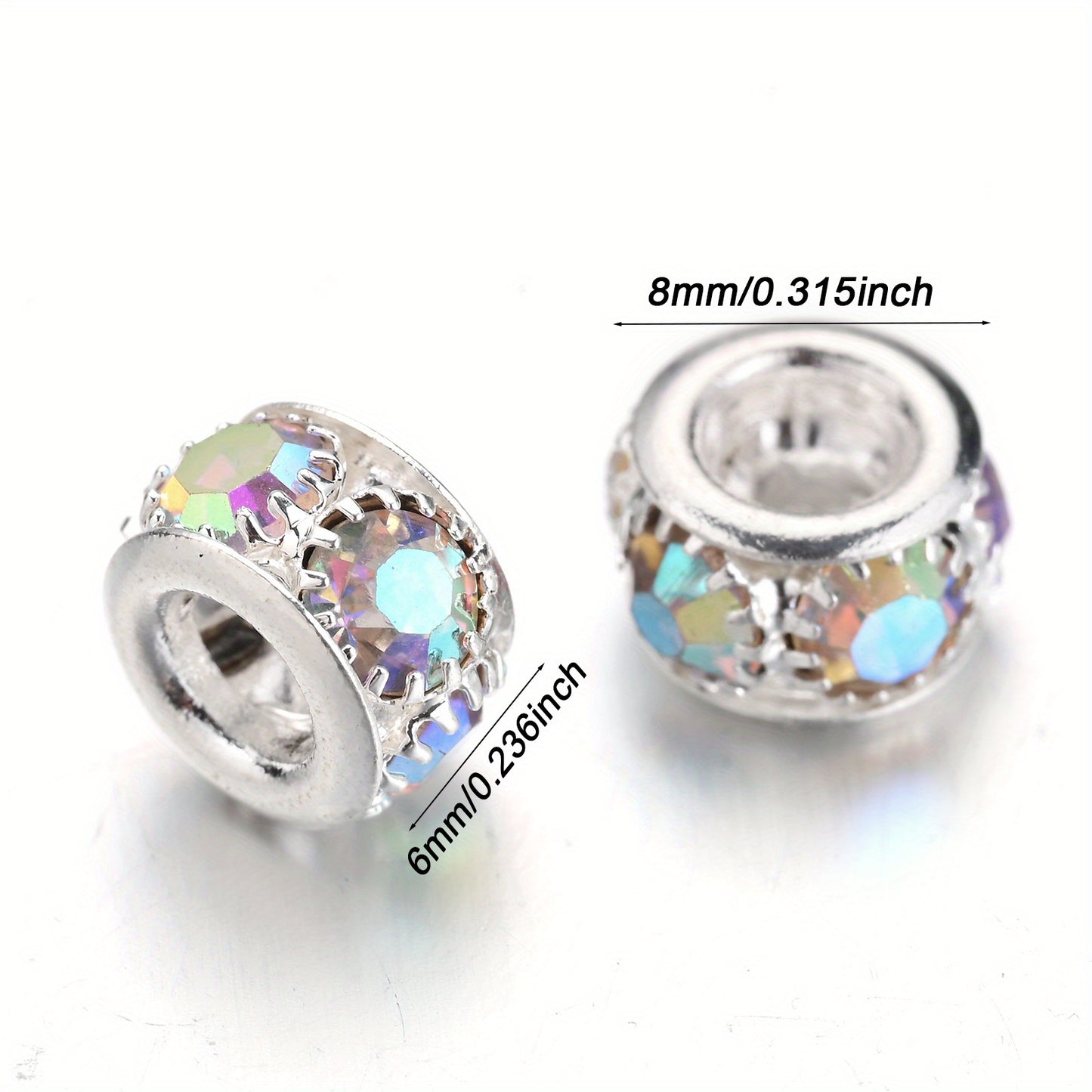 Transparent Glass AB Geometric Rhinestone Spacer Beads
