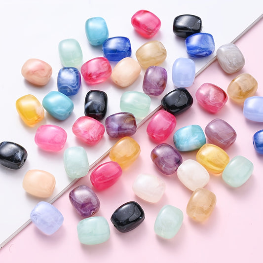 30pcs Multicolor Imitation Square Stone Beads