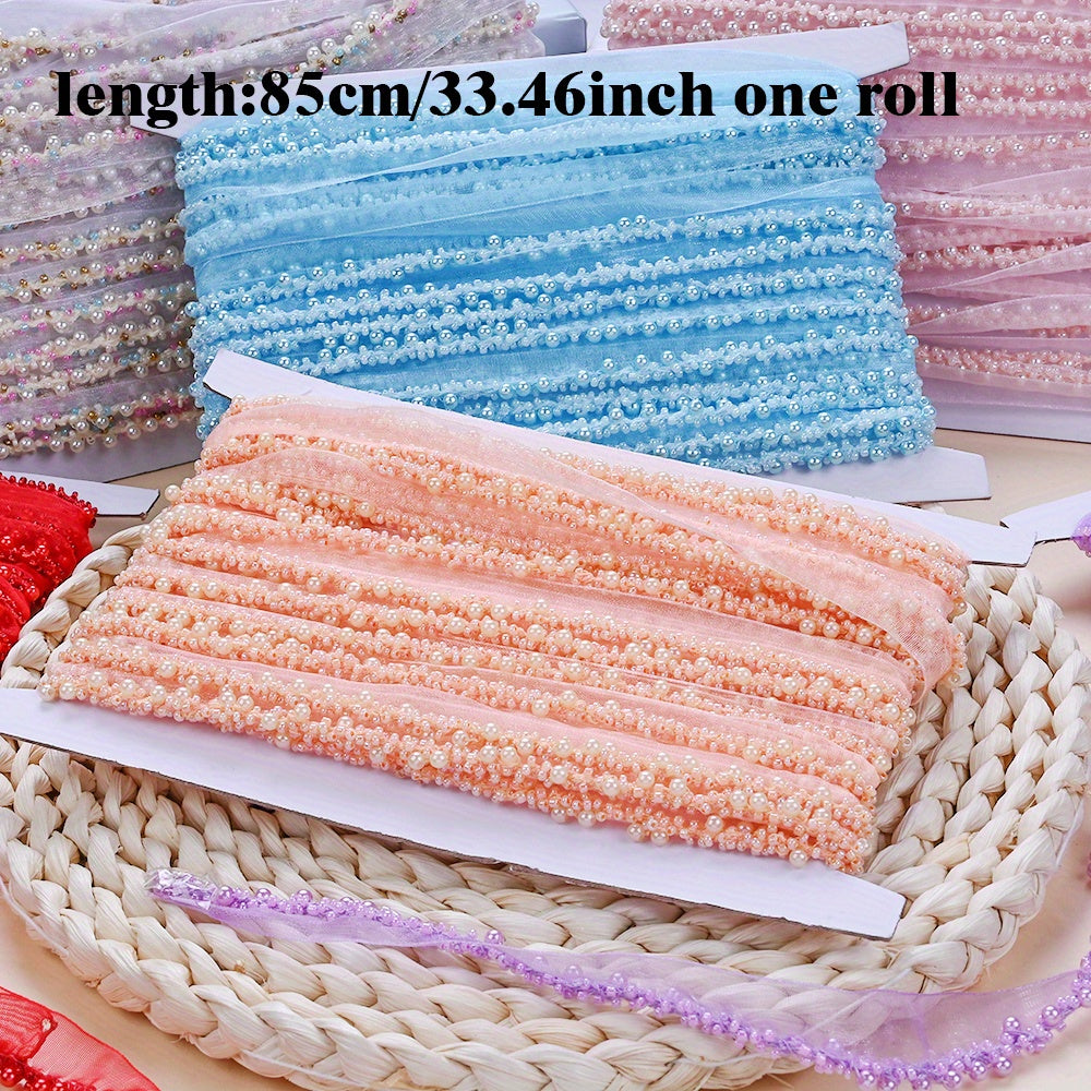 85cm 2cm Shiny Tiny Beads Lace Trim Ribbon