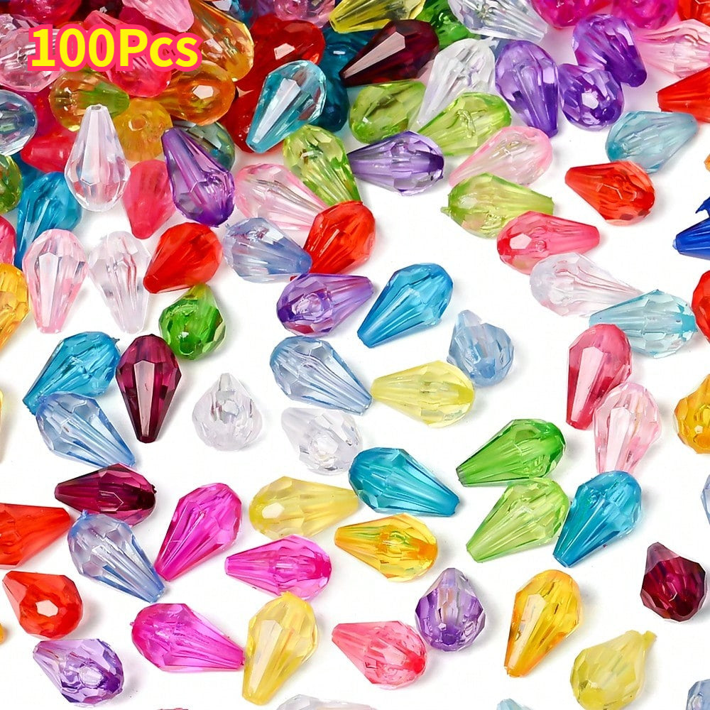 200pcs 13x8mm Faceted Waterdrop Acrylic Beads