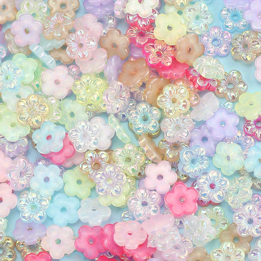 Mixed Color Acrylic Flower Spacer Beads
