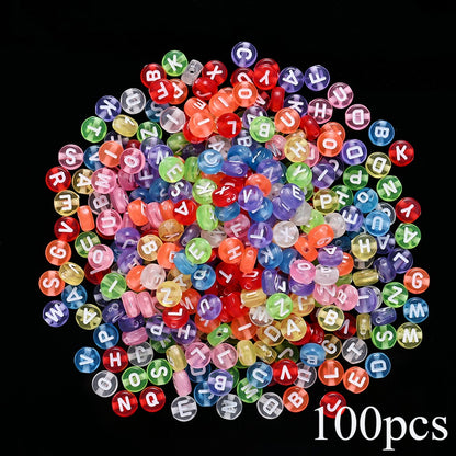 7mm Rainbow Acrylic Letter Beads