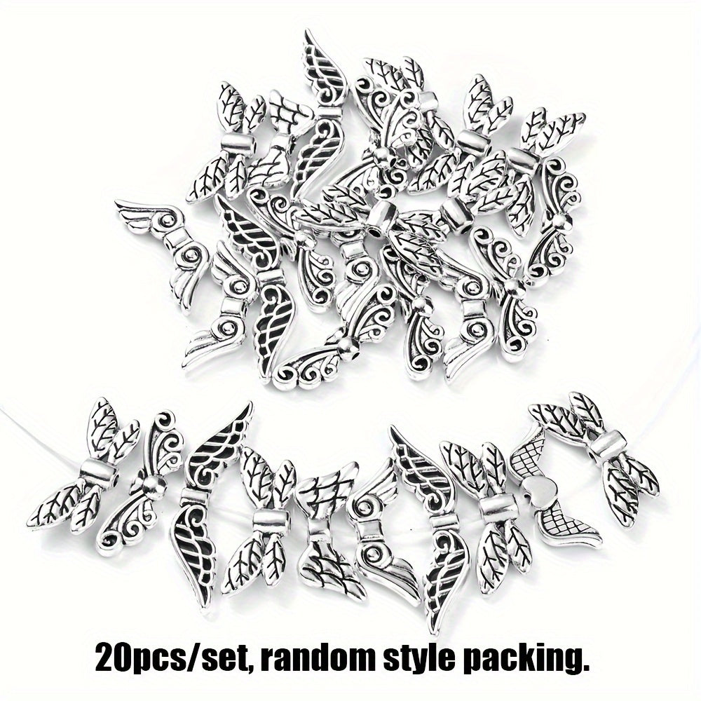 20pcs/set 22x81mm Ancient Silver Wing Alloy Charms