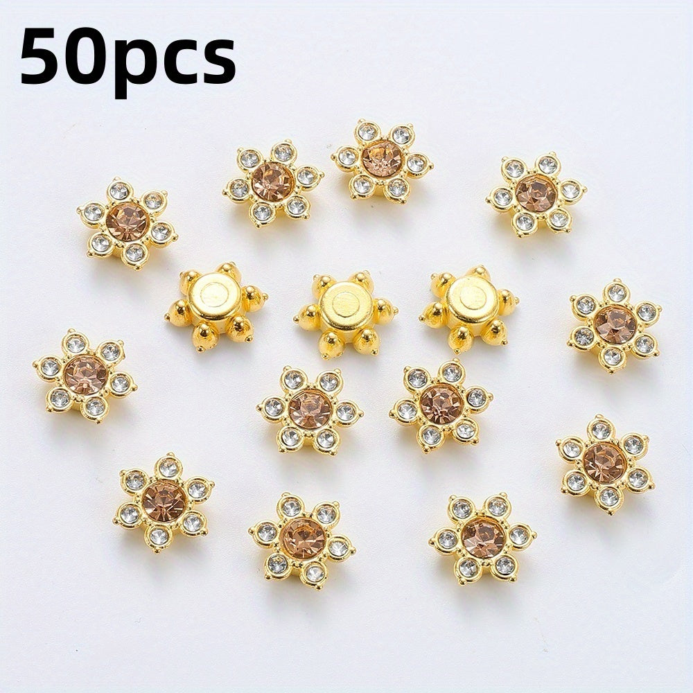 Six Petal Flower Rhinestone Acrylic Beads