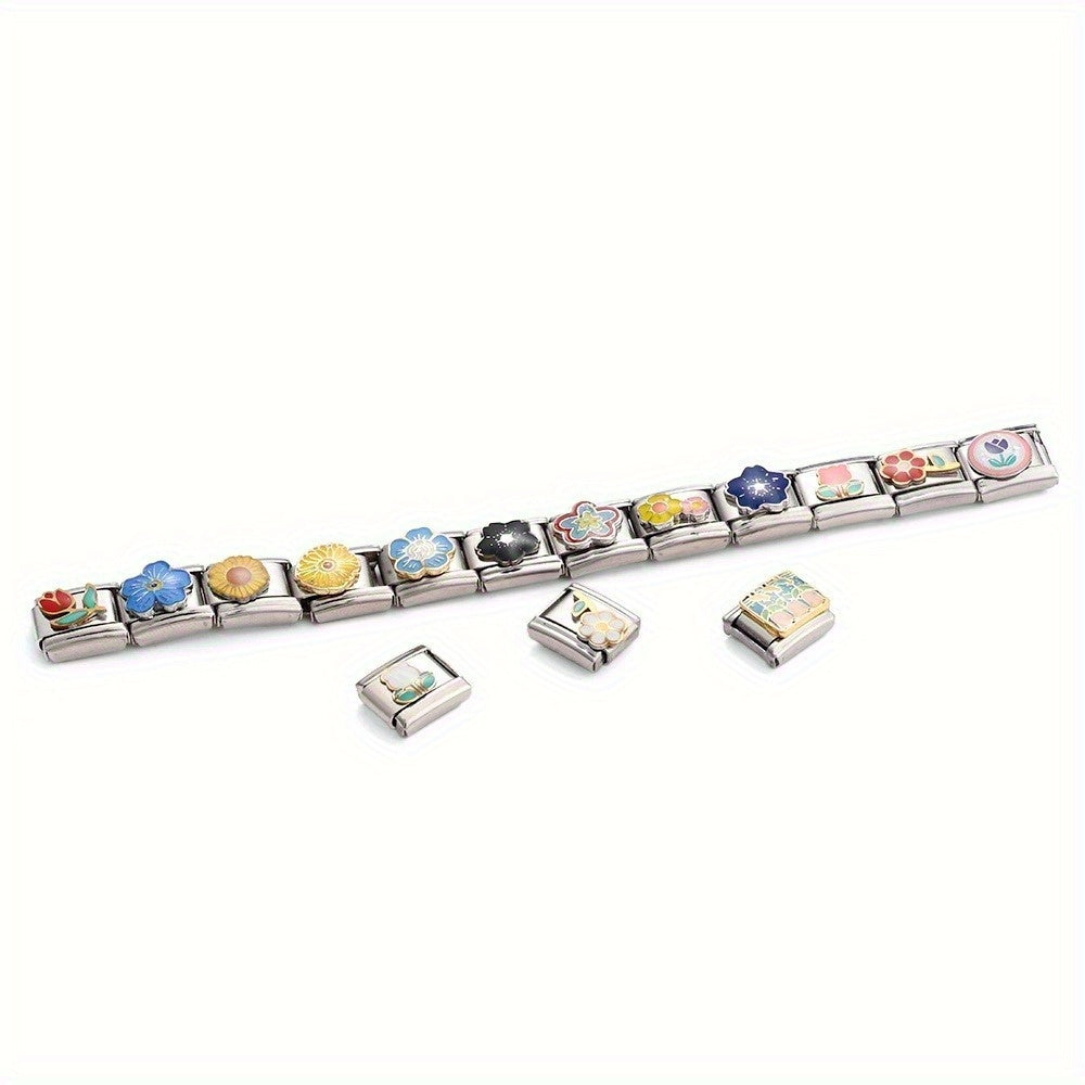 1pc 9x10mm Stainless Steel Flower Module Bead