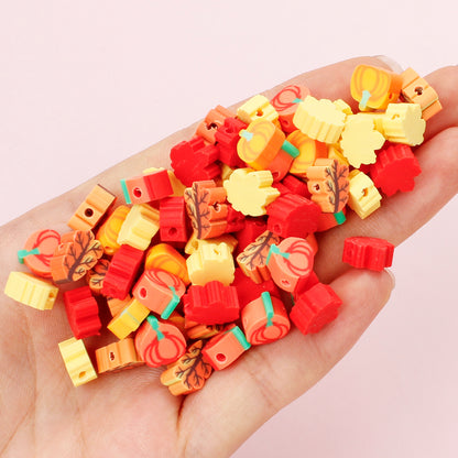 8–10mm Thanksgiving Fall Polymer Clay Spacer Beads, 50pcs