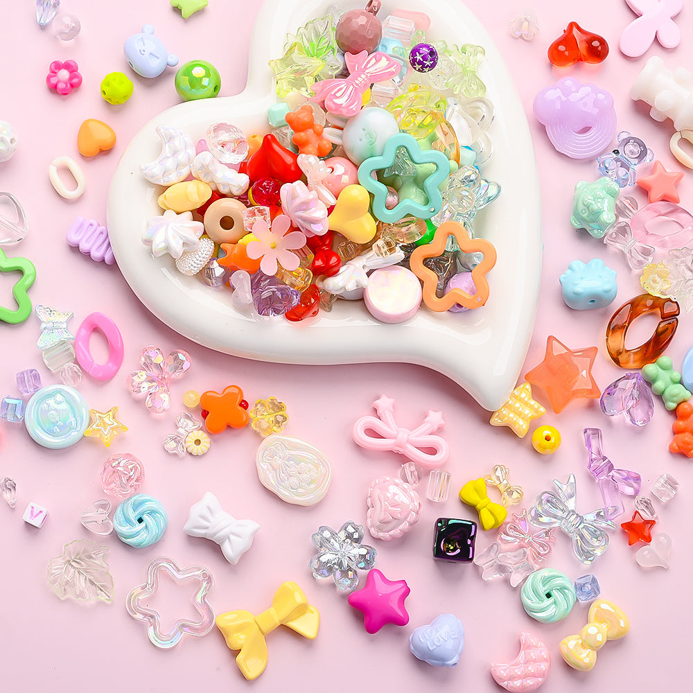 480g Random Color Acrylic Spacer Beads Set
