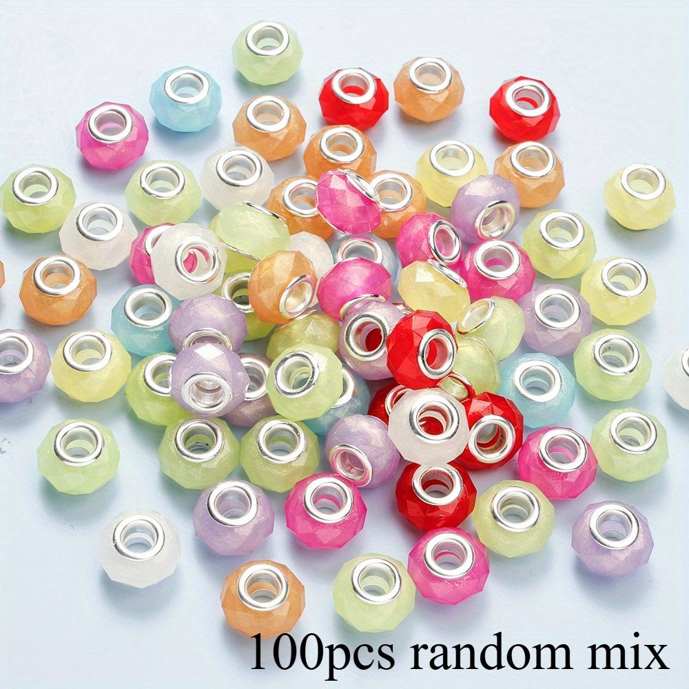 European Large Hole Faceted Acrylic Beads