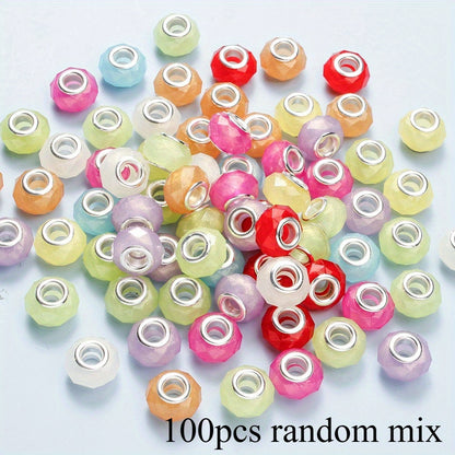 European Large Hole Faceted Acrylic Beads