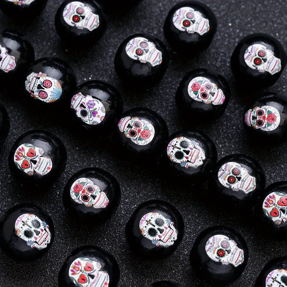 Halloween Skull Wooden Beads