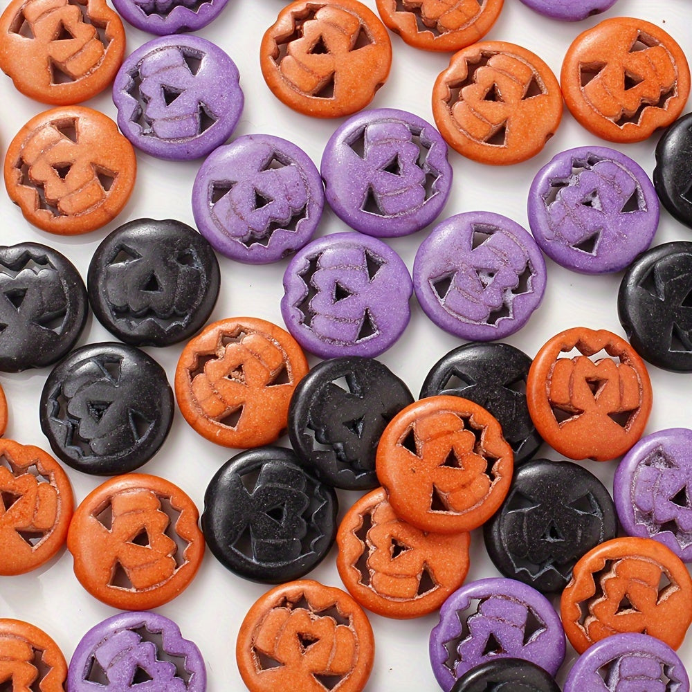 15mm Flat Turquoise Halloween Pumpkin Beads
