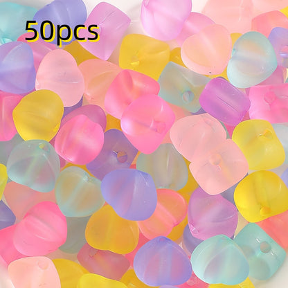 Mixed Color Matte Acrylic Heart Beads