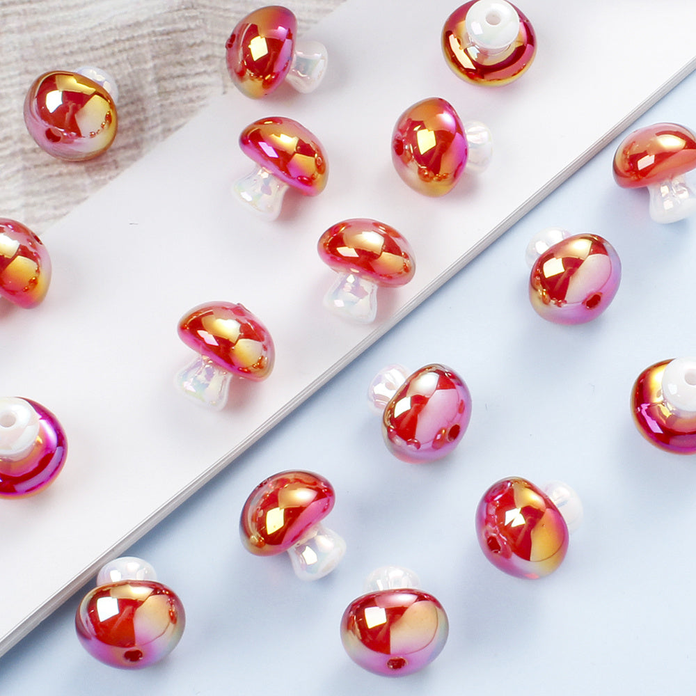 10pcs AB Bright Red & White Mushroom Acrylic Beads