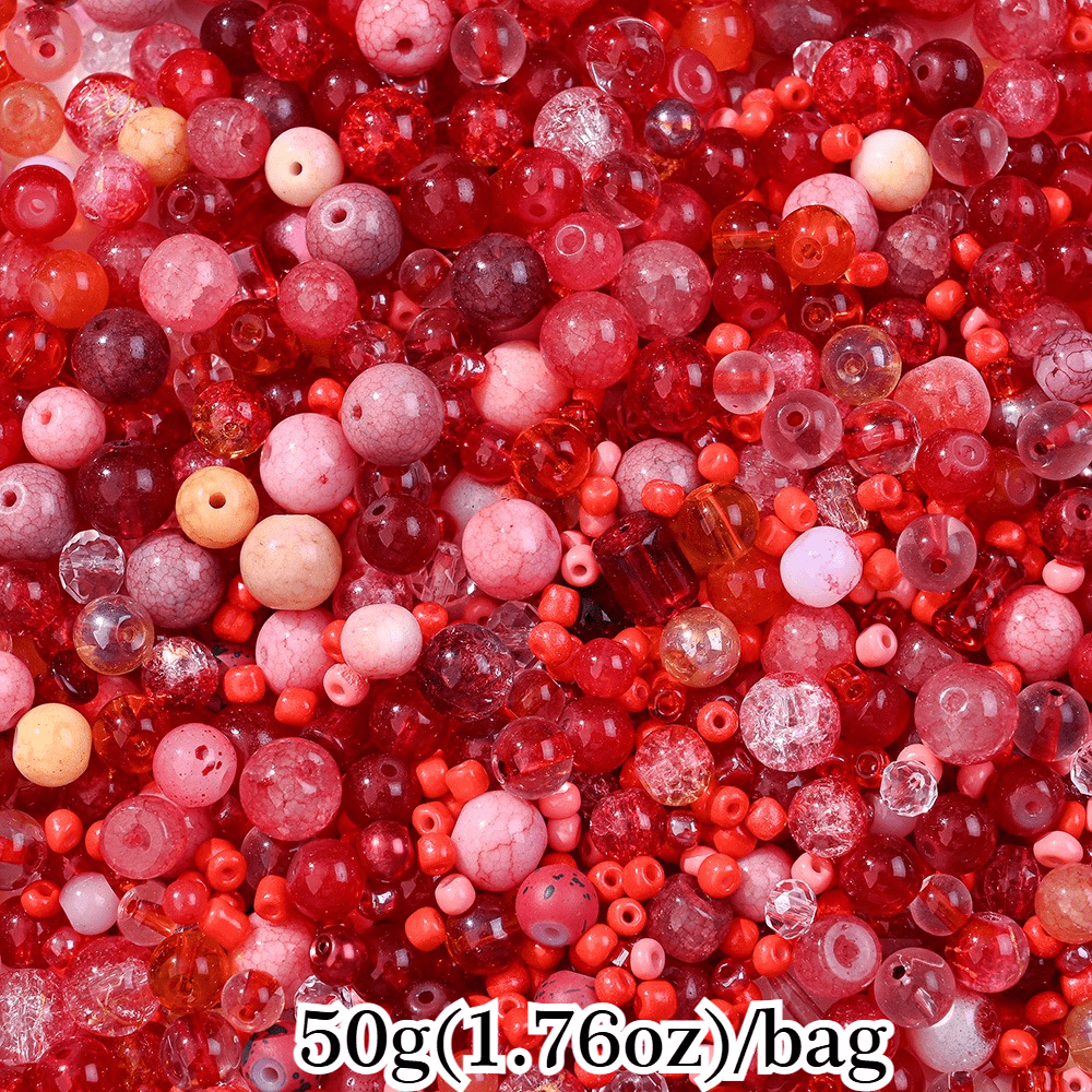 50g 3-12mm Multi-Style Glass Round Beads