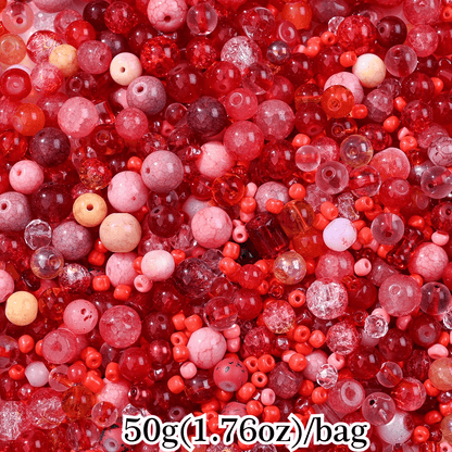 50g 3-12mm Multi-Style Glass Round Beads