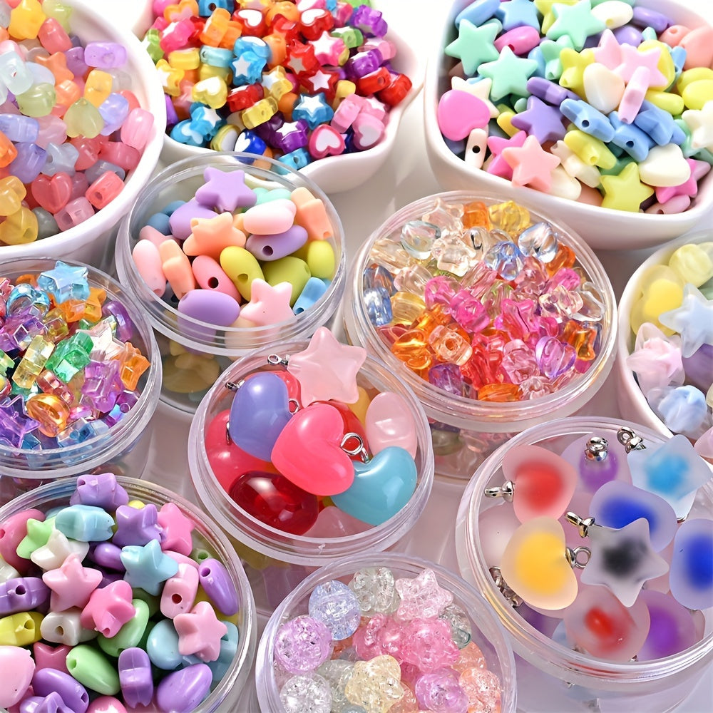5-300Pcs Acrylic Beads Candy Color Heart Star Loose Spacer Beads for Jewelry Making DIY Bracelet Necklace Accessories