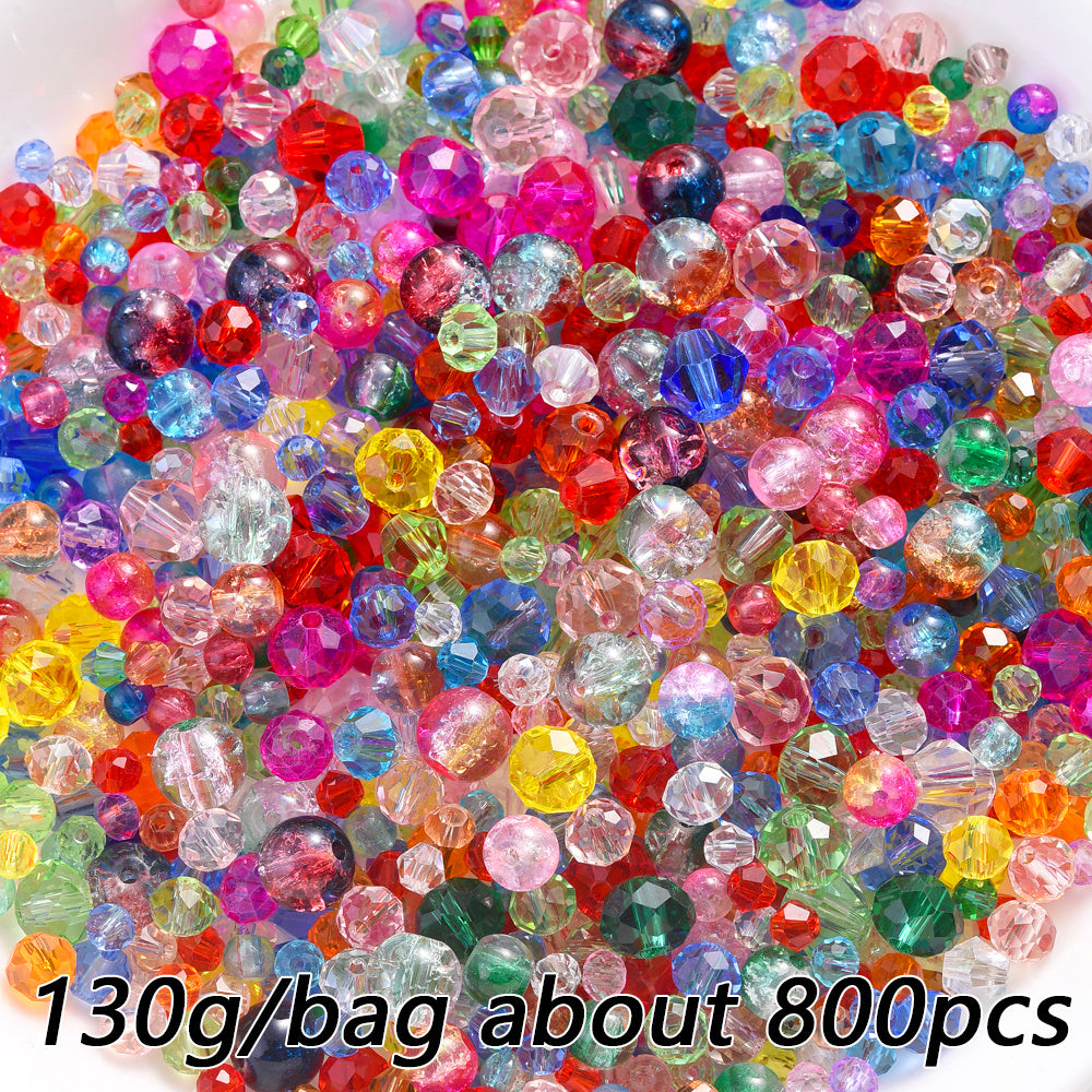 130g 800pcs Gradient Crackle Glass Beads