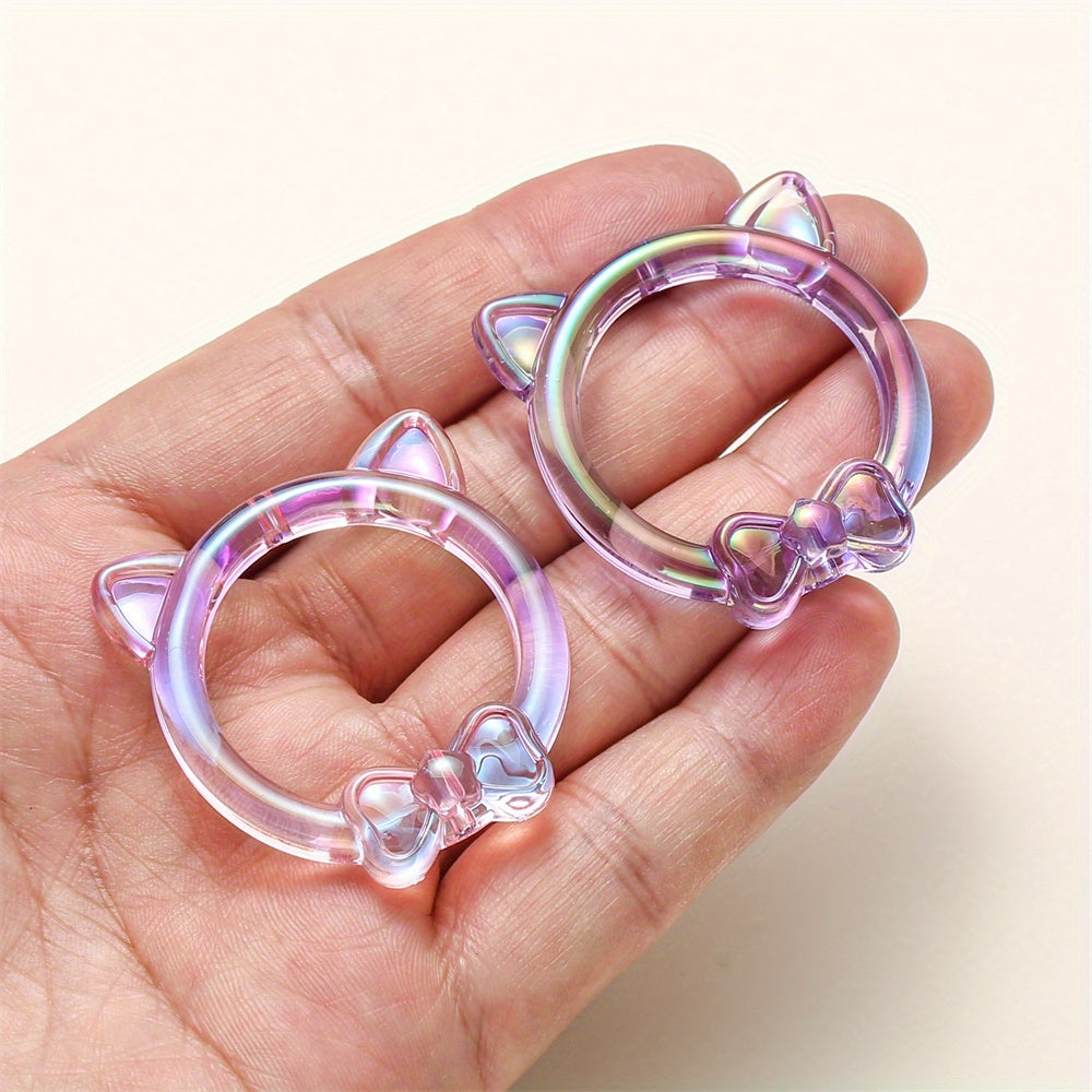 Vibrant Acrylic Cracked Pattern Bowknot Beads