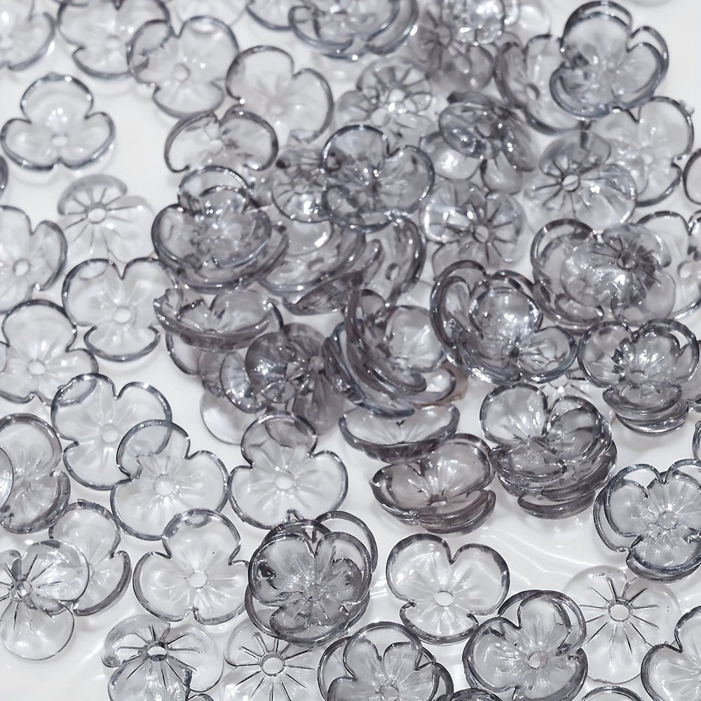 Transparent 3-Petal Flower Acrylic Beads